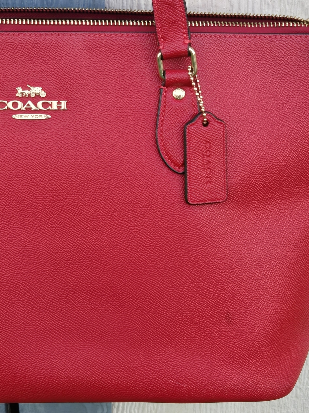 COACH Red Leather Tote Bag - Classic Shoulder Handbag - Picture 2 of 14